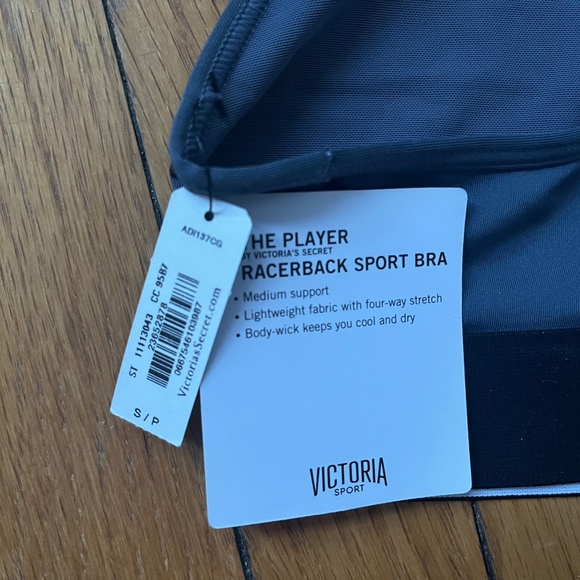 NWT Victoria’s Secret Sport Black Gray "The Player" Racerback Sports Bra Sz S - Picture 4 of 5